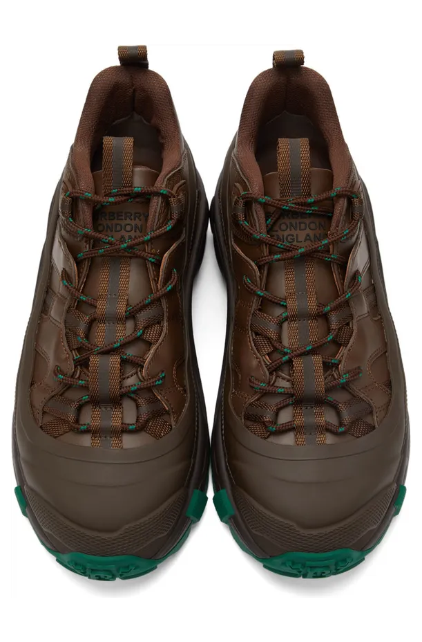 Burberry Brown & Green Arthur Sneakers (8045701) (5)