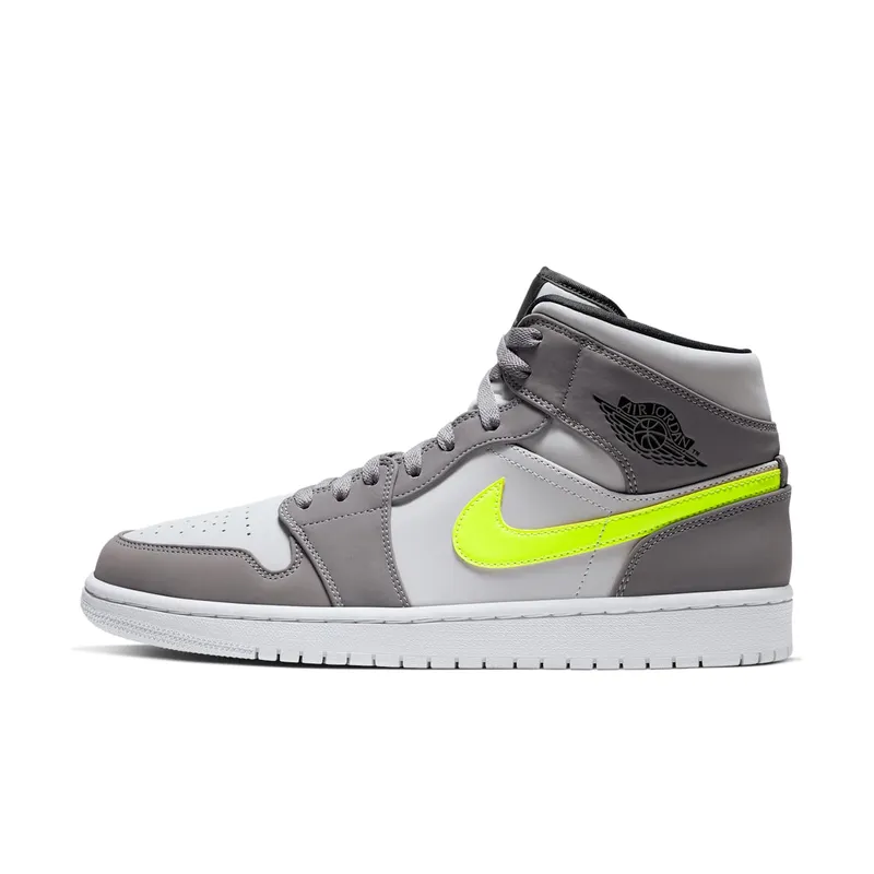 Jordan 1 Mid Gunsmoke Volt Gunsmoke/Volt-Neutral Grey-White-Black (554724-072)