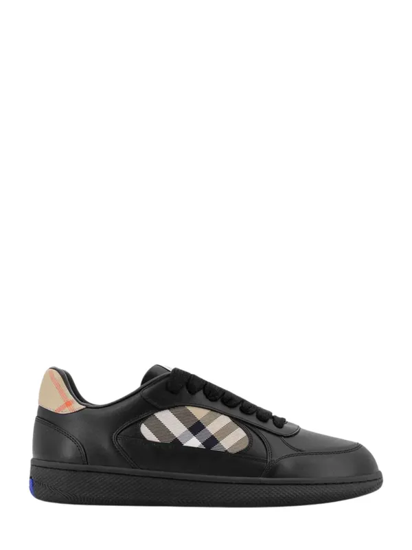 Burberry Leather and Check Terrace Sneakers Black Sand (8108650)