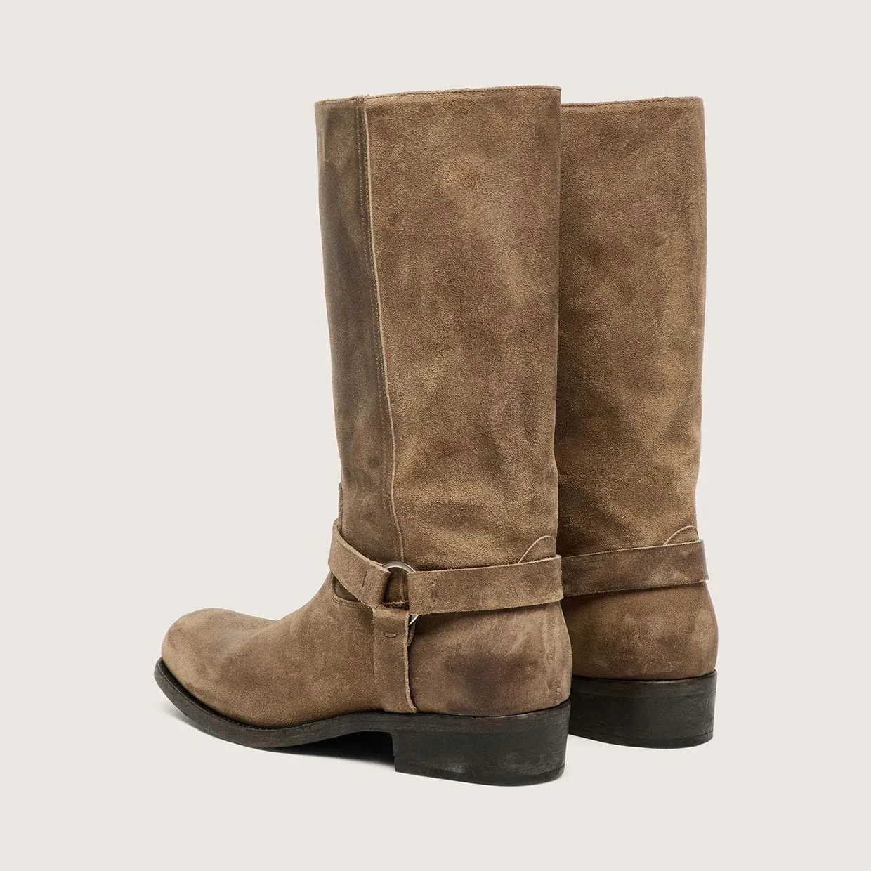 Golden Goose High Biker Boots In Dark Beige Waxed Suede With Strap And A Silver-Colored Buckle (GWF01057.F008237.15693) (4)