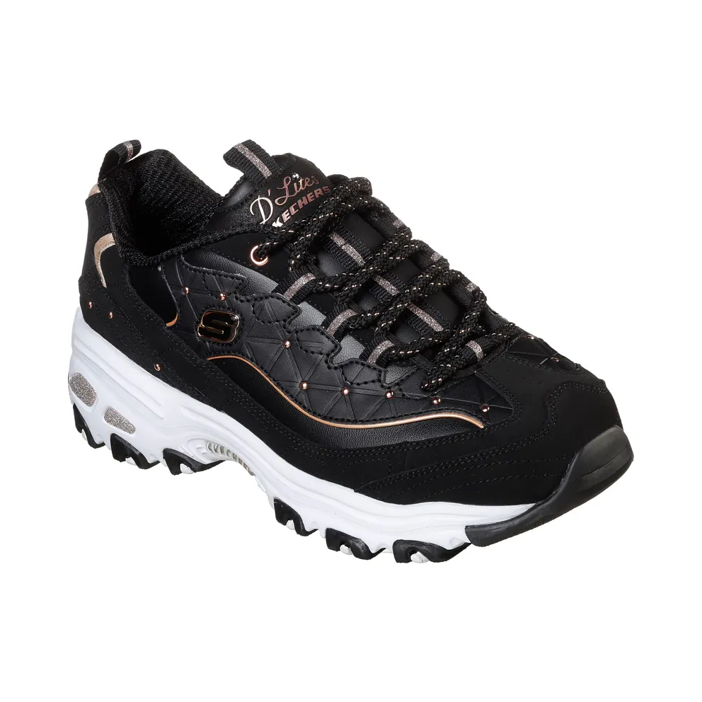 Skechers D’Lites – Glamour Feels – Schwarz / Roos Gold – “Black” (13087 BKRG)