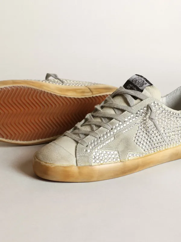 Golden Goose Women’S Super-Star In Aged White Nubuck With Swarovski Crystals (GWF00174.F003459.10273) (3)