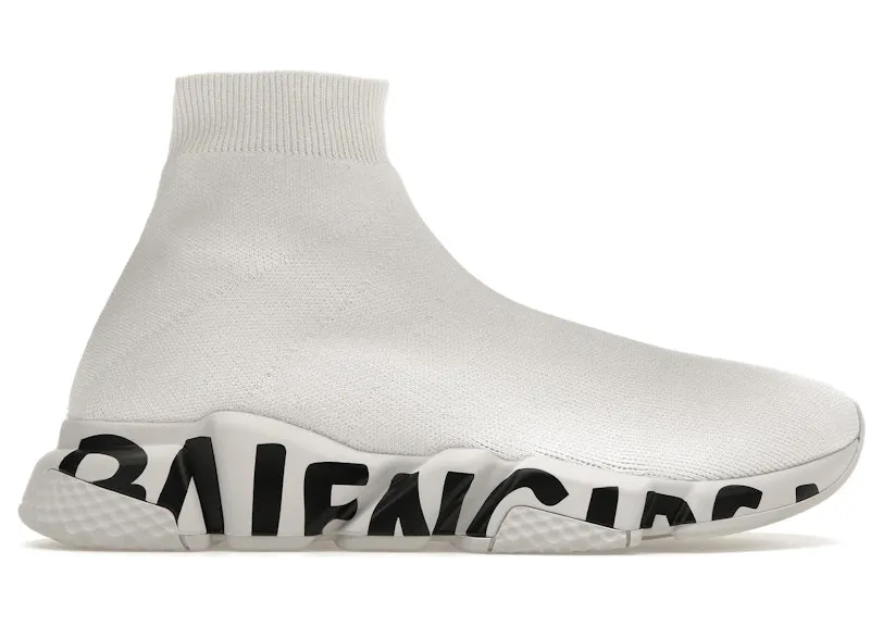 Balenciaga Speed Graffiti Trainers White Black (645334W2DB71901)