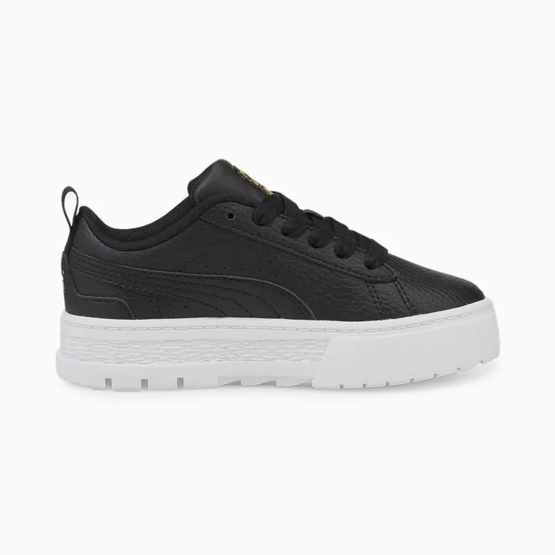 PUMA Mayze Leather Kids’ Black/Gold (384528-02)