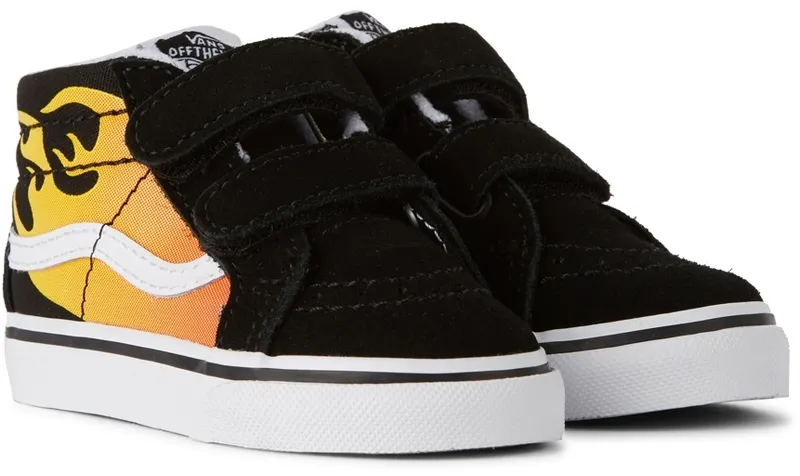Vans Baby Black & Yellow Hot Flame Sk8-Mid Reissue V Sneakers (T VN0A5DXD99C)