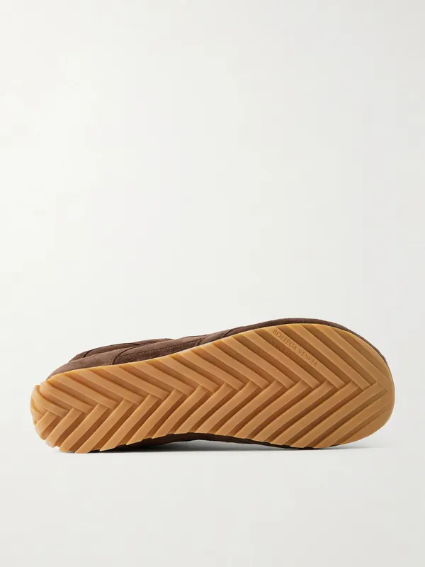 Bottega Veneta Orbit Flash Leather-Trimmed Suede Sneakers Brown (867926V3MS0) (3)