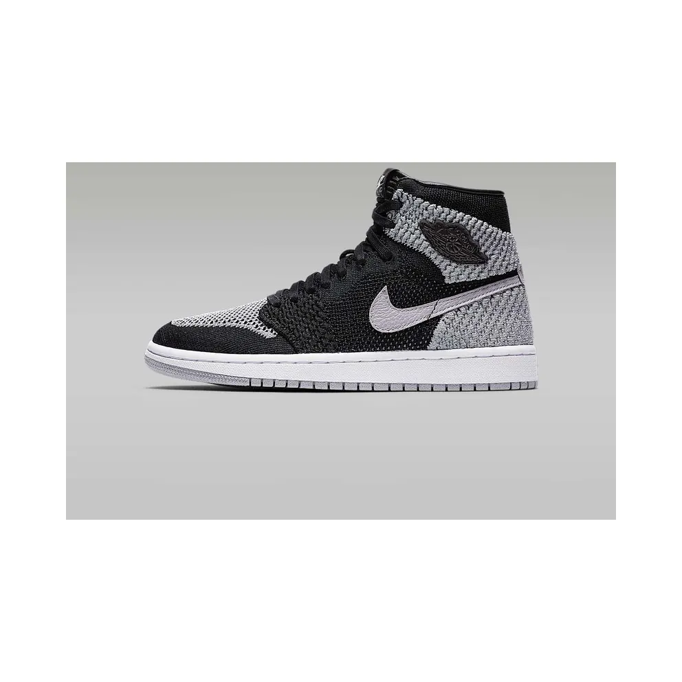 Jordan 1 Retro High Flyknit Shadow (GS) Black/Wolf Grey-White (919702-003)