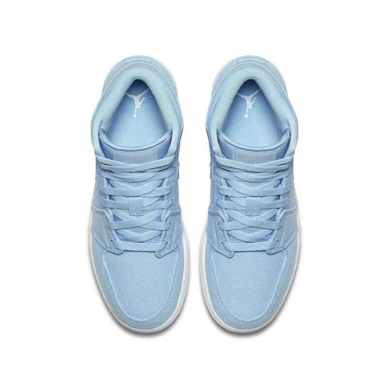 Jordan 1 Mid Canvas Ice Blue (GS) Ice Blue/Ice Blue-White (554725-425)
