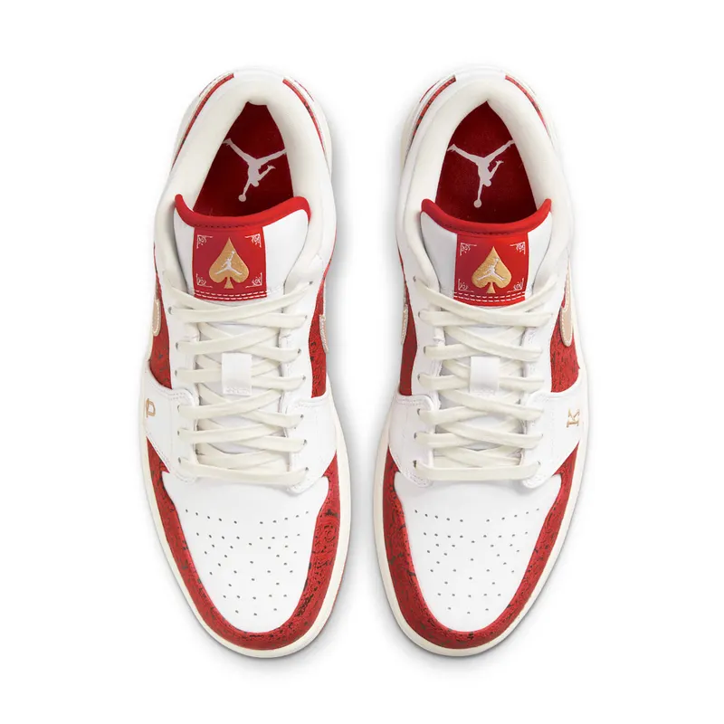Air Jordan 1 Low Spades (2021) – “White / University Red / Black / Metallic Gold” (DJ5185-100)