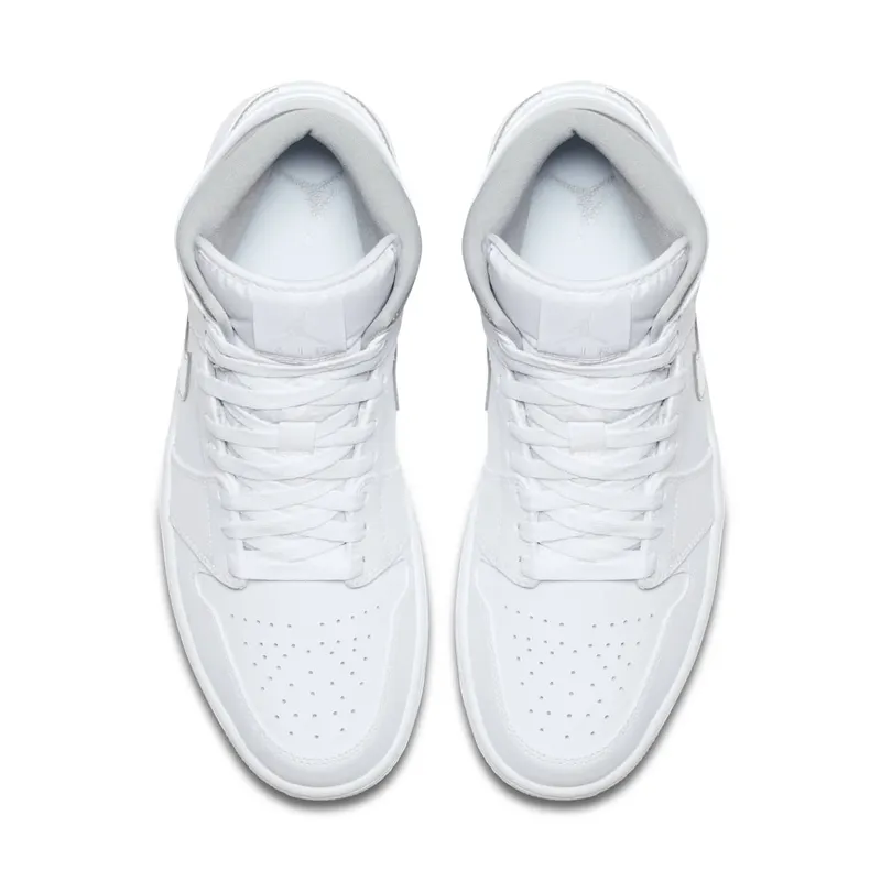 Jordan 1 Retro Mid Pure Money White/Metallic Silver-White (554724-105)