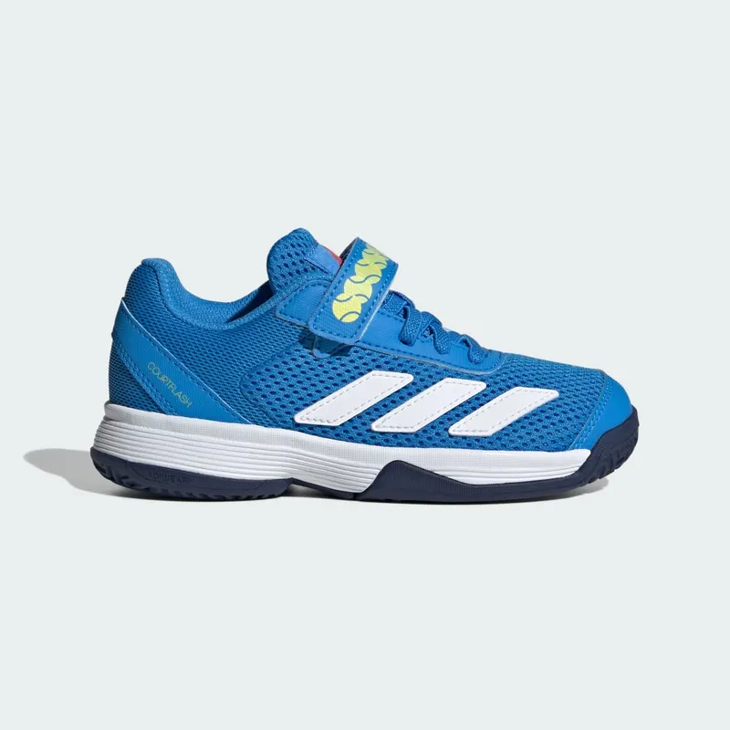 Adidas Courtflash Tennis Shoes with Velcro Kids Lucid Ray Blue / Cloud White / Dark Blue (KK3864)