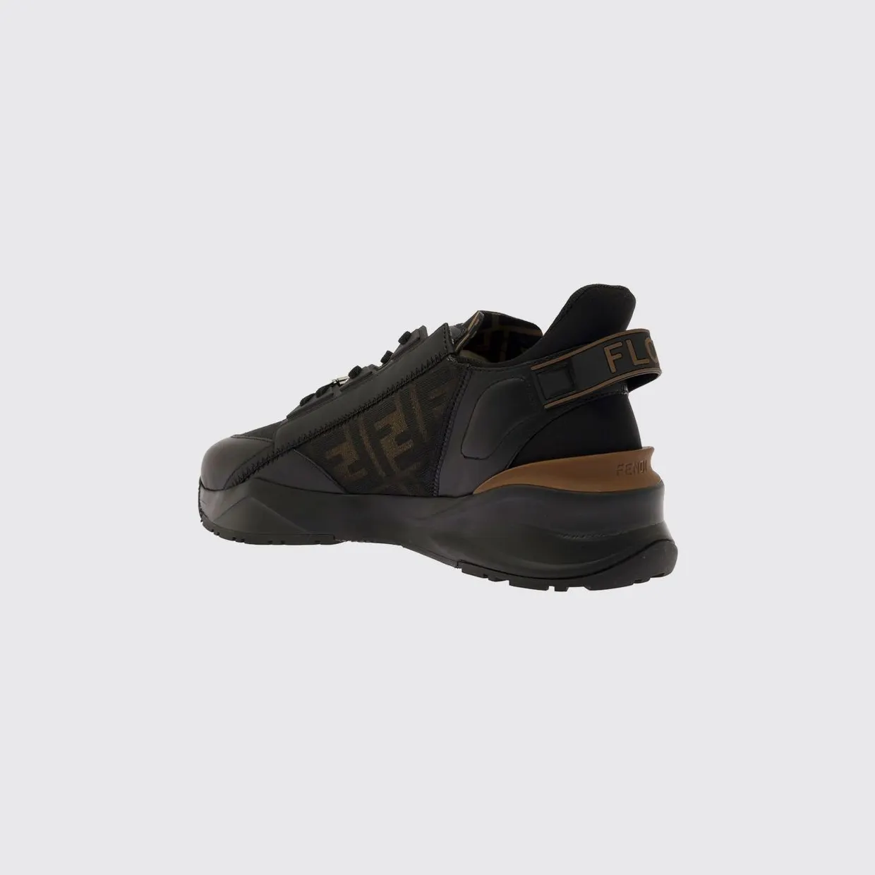 Fendi Flow Low-Top Technical Fabric Sneakers with FF Monogram and Side Zip Black (7E1392AQ69F1C38) (2)