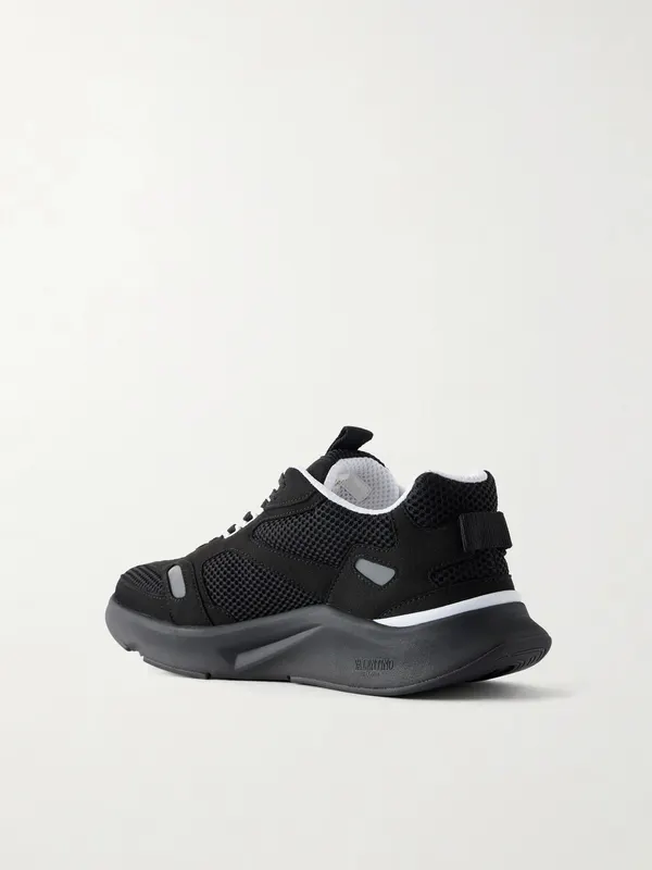 Valentino Garavani Demivee Suede-Trimmed Mesh Sneakers Black (9Y2S0N88QAP) (4)