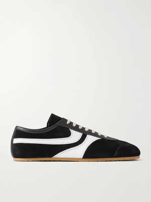 Dries Van Noten Leather-Trimmed Suede Sneakers Black (262-021700-0133)