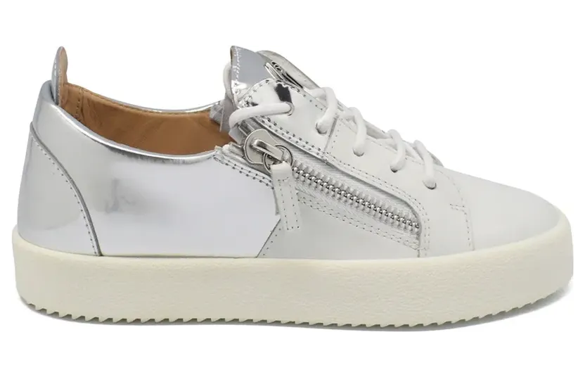 Giuseppe Zanotti Leder-Sneakers mit Reißverschluss – Weiß (RS80053)