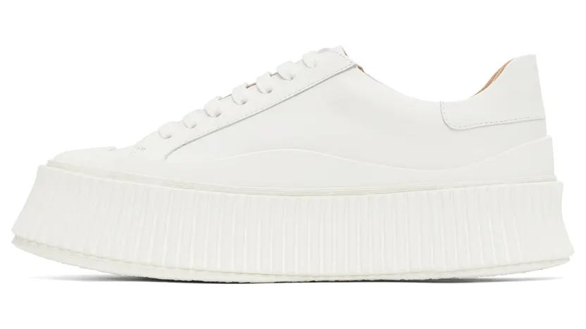 Jil Sander White Leather Platform Sneakers (JS32108A_13034) (3)