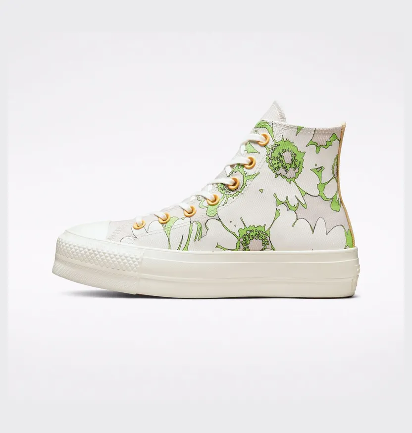 Converse Chuck Taylor All Star Lift Platform Crafted Florals Desert Sand/lime Rave/egret (A00652C)