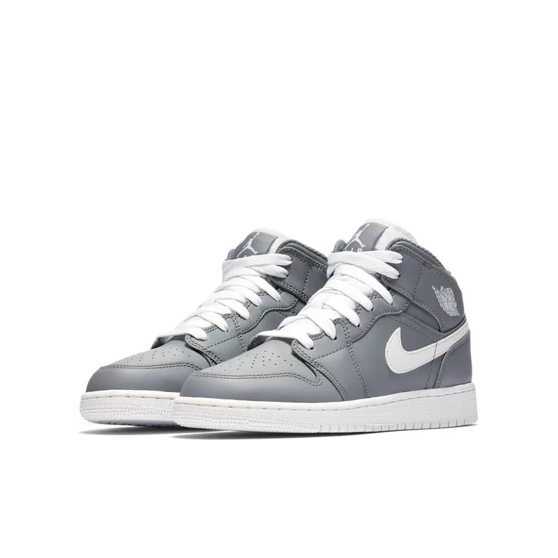 Jordan 1 Mid Cool Grey White (GS) Cool Grey/White-White (554725-036)