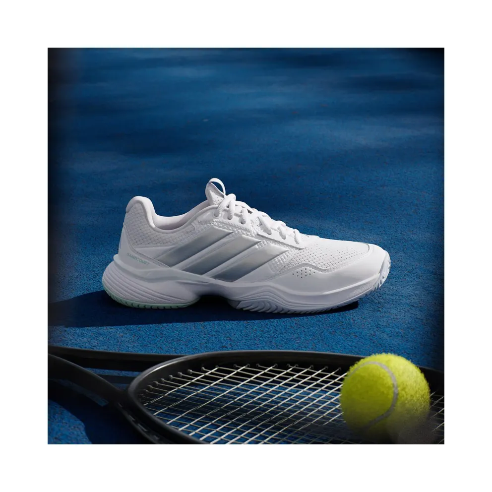 Adidas GameCourt 3 All Court Tennis Shoes Cloud White / Silver Metallic / Ice Blue (KI2864)