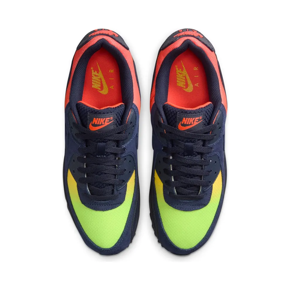 Nike Air Max 90 “Blackened Blue Lemon Venom Hyper Crimson Gradient” (DM0029-700)
