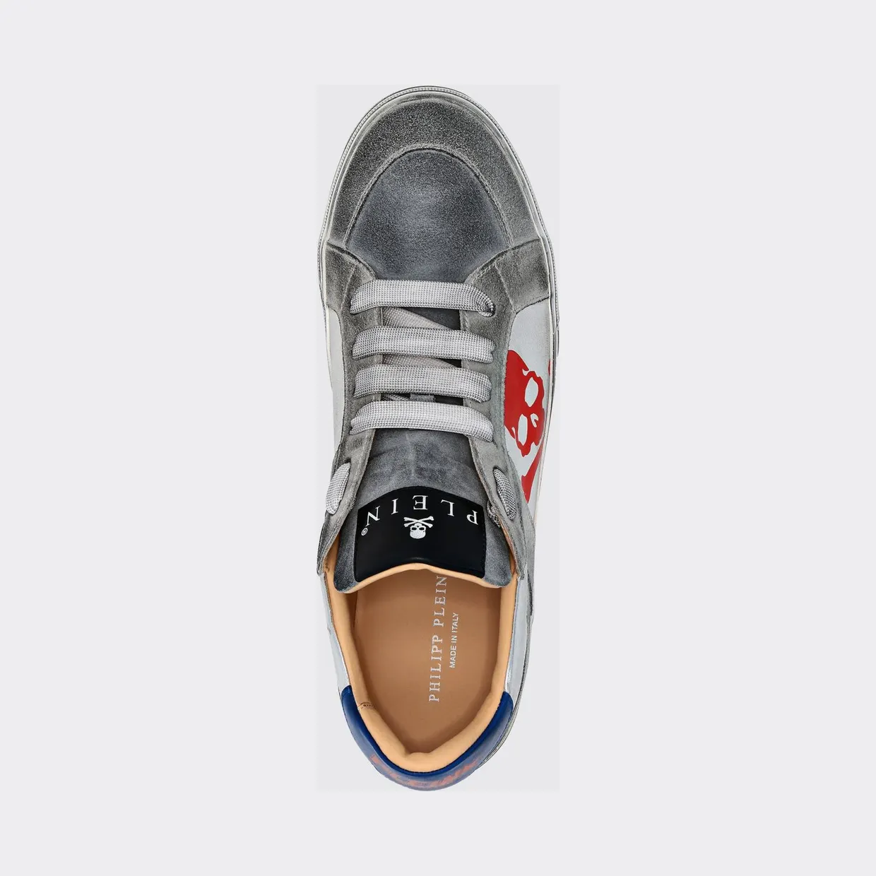 Philipp plein Retrokickz TM Suede Sneakers with Laminated Skull Print Silver (UACSUSC0207PLE010N70) (3)