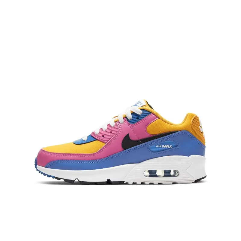 Nike Air Max 90 Leather Multi-Color (GS) University Gold/Battle Blue-White-Black (CD6864-700)