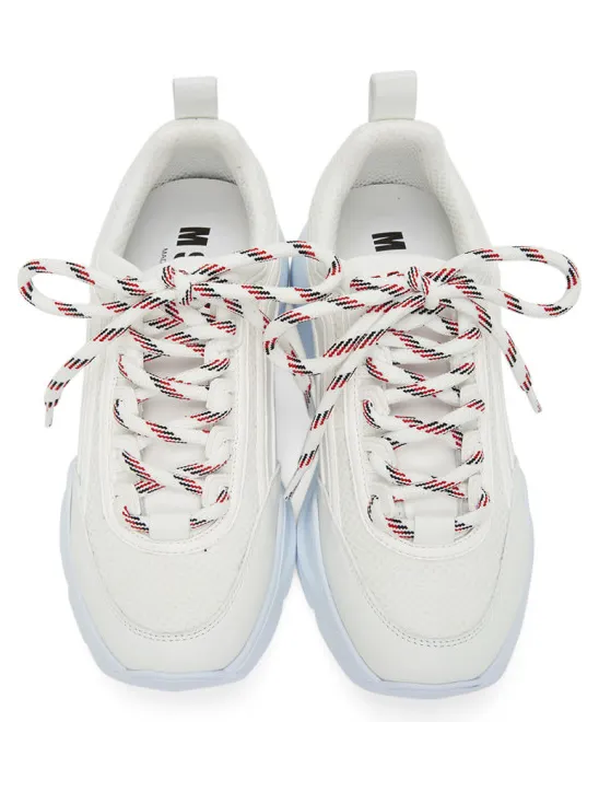 MSGM White and Red Logo College Back Patch Sneakers (2842MDS211 130) (4)