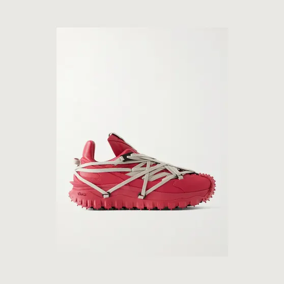 Rick Owens + Moncler Trailgrip Megalace® Leather and Rubber Sneakers Red (MU01F4M10)