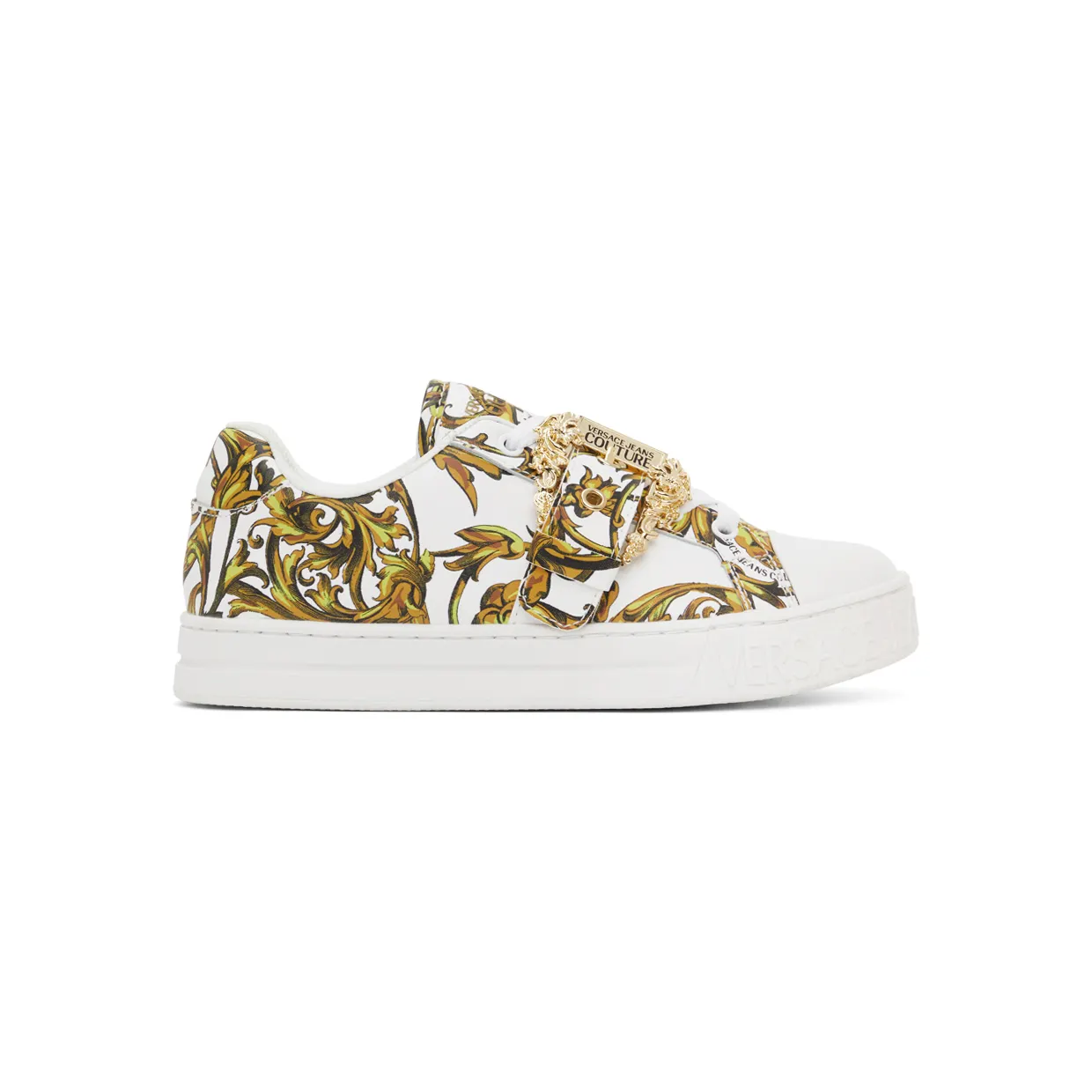 Versace Jeans Couture White Print Court Low-Top Sneakers (E72VA3SK9EZP092)