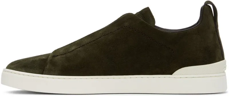Ermenegildo Zegna Grey Suede Triple Stitch Sneakers (LHSOY-A4667X)