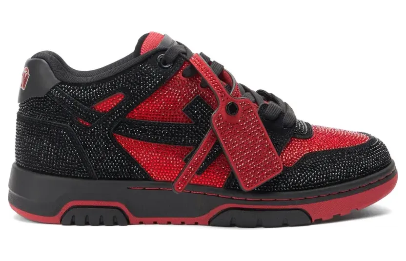 Off-White Out Of Office verfraaid met stras “Black” (OMIA189G25LEA0021025)