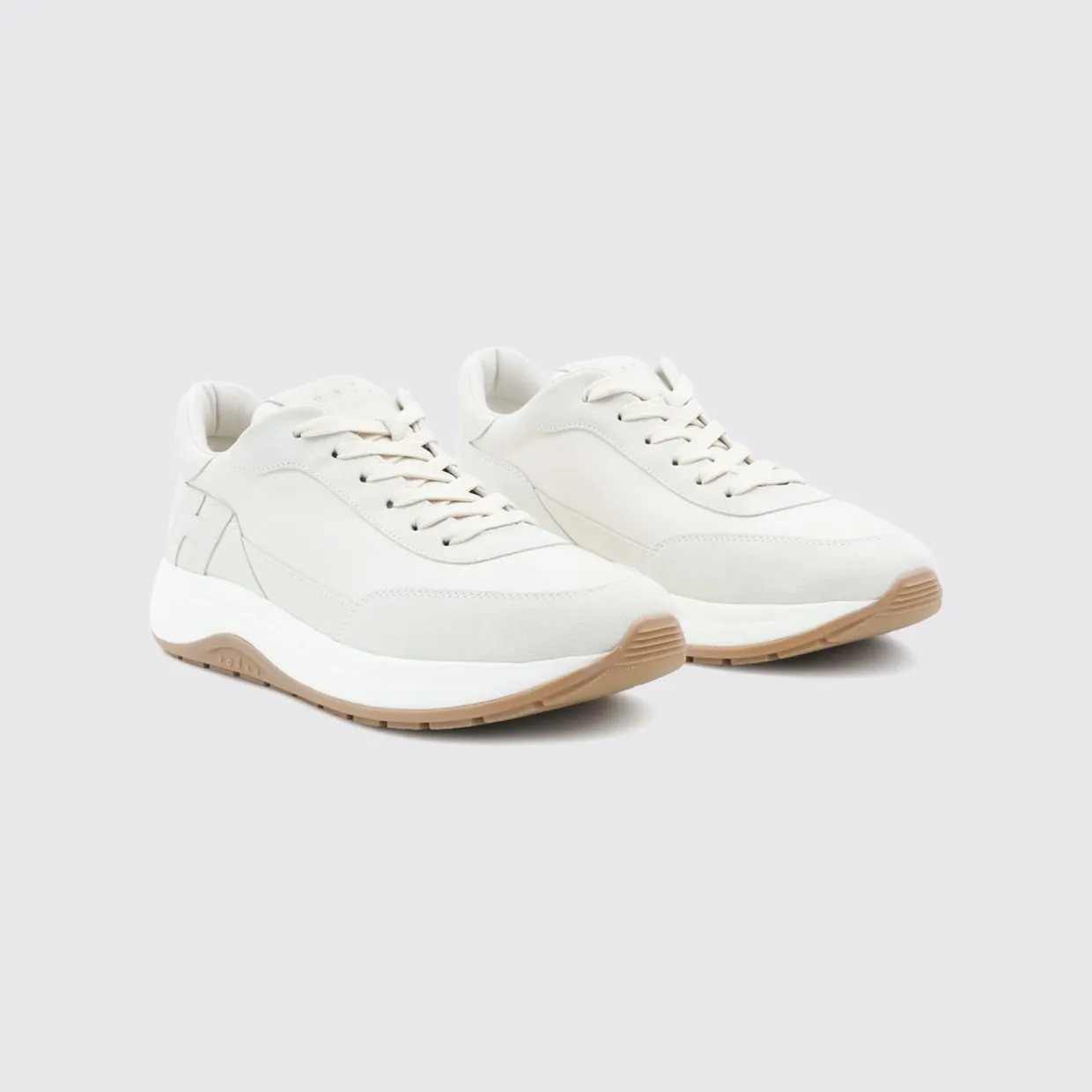 Hogan Hi-Light Smooth Leather and Suede Sneakers with H Logo White (HXM7190GH50N91B013)