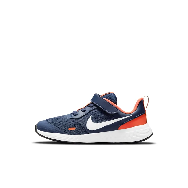 Nike Revolution 5 Blue “Midnight Navy / Orange / White” (BQ5672-410)