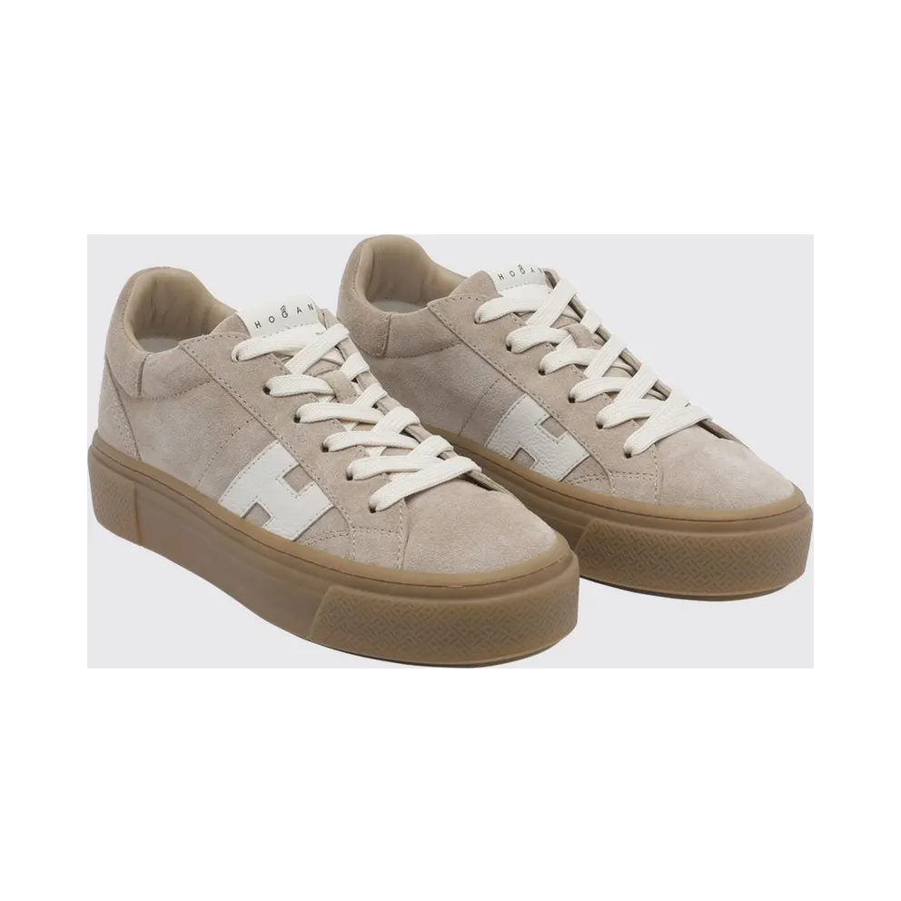 Hogan Crosswind Suede Leather Platform Sneakers Beige (HXW7050GB00UHT0R2A)