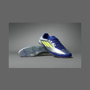 adidas F50 League Messi Firm/multi-ground Boots “Silver Metallic / Solar Yellow / Lucid Blue” (IH0918)