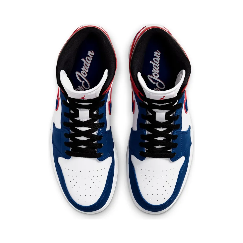 Jordan 1 Mid Multi-Color Swoosh White/Game Royal-Gym Red-Black (852542-146)