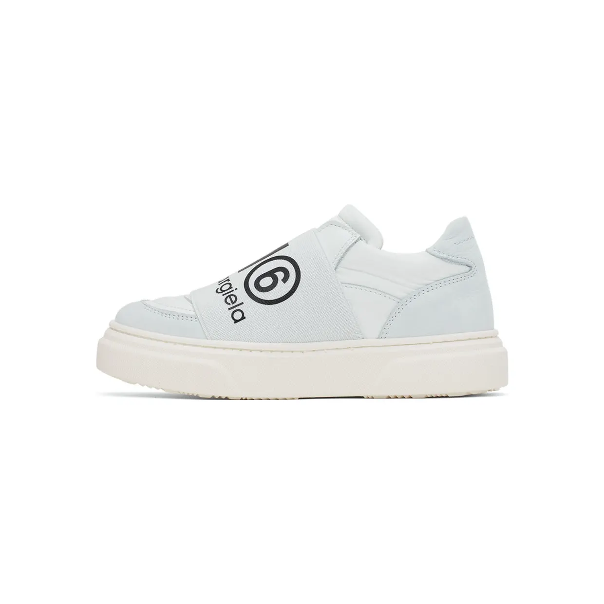 MM6 Maison Margiela Kids Off-White & Grey Elastic Logo Sneakers (70341) (3)