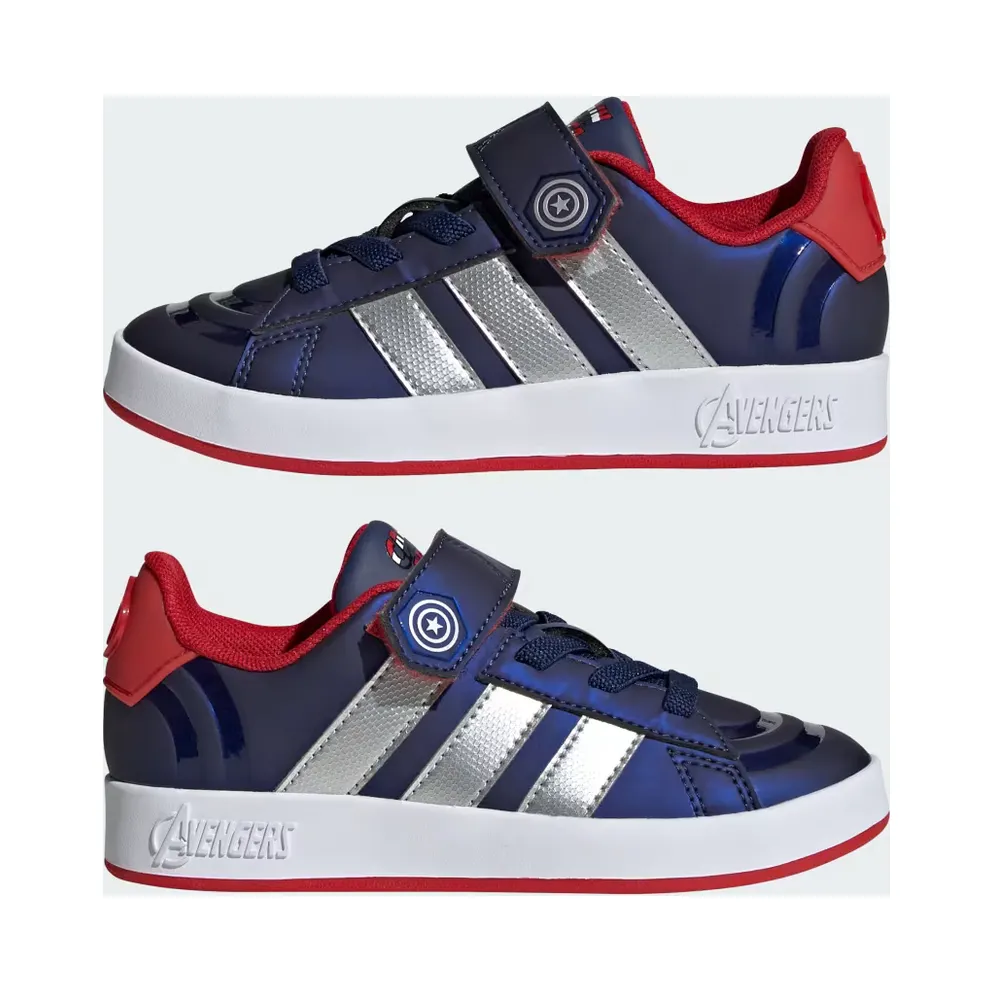adidas Marvel Avengers Grand Court Shoes Kids “Dark Blue / Matte Silver / Better Scarlet” (HP3619)