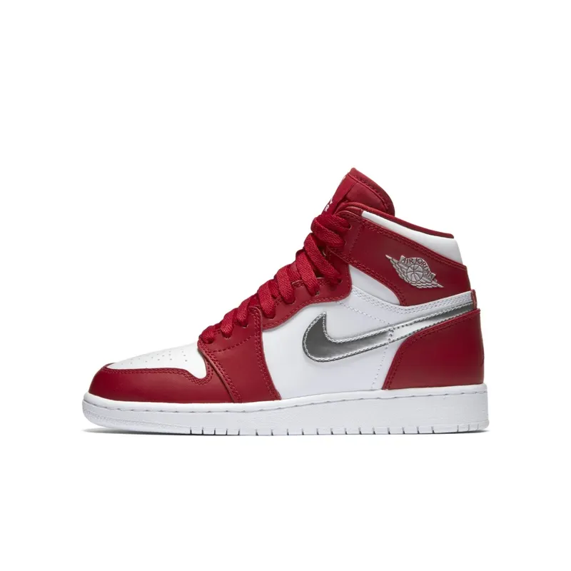 Jordan 1 Retro High Silver Medal (GS) Gym Red/Metallic Silver-White (705300-602)