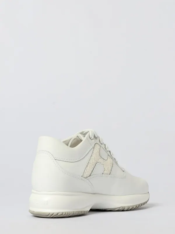 Hogan Interactive Leather Sneakers with Glitter White (HXW00N0S360UWPB001) (2)