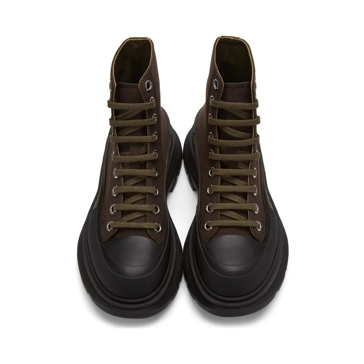 Alexander McQueen Khaki Tread Slick High Sneakers (604254W4L51) (5)