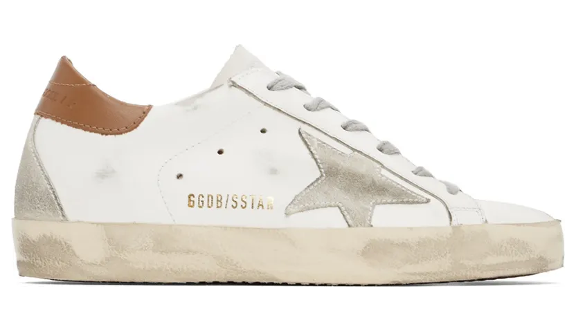 Golden Goose White & Brown Super-Star Classic Sneakers (GWF00102.F002182.10803)