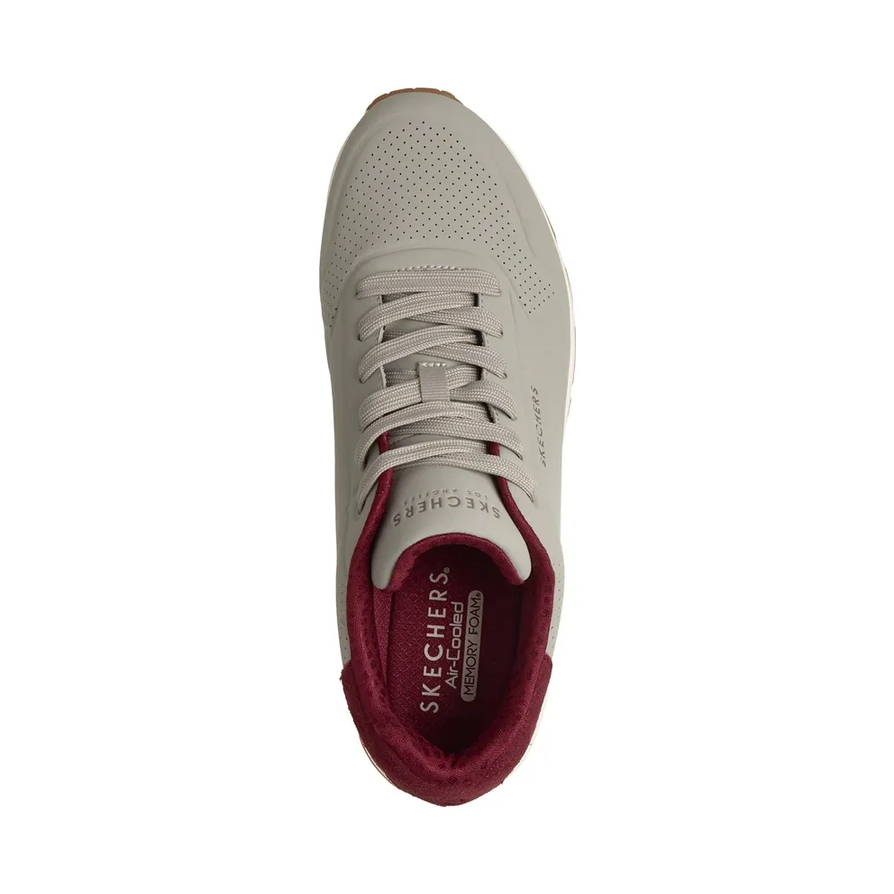 Skechers UNO – Suited On Air Sneaker Taupe/Bourgondië