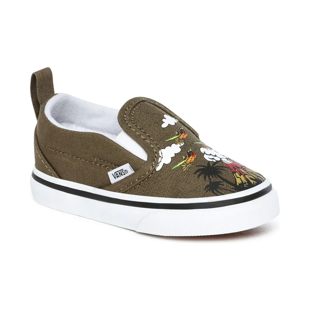 VANS Dineapple Floral Slip-on V Toddler Shoes (Green)
