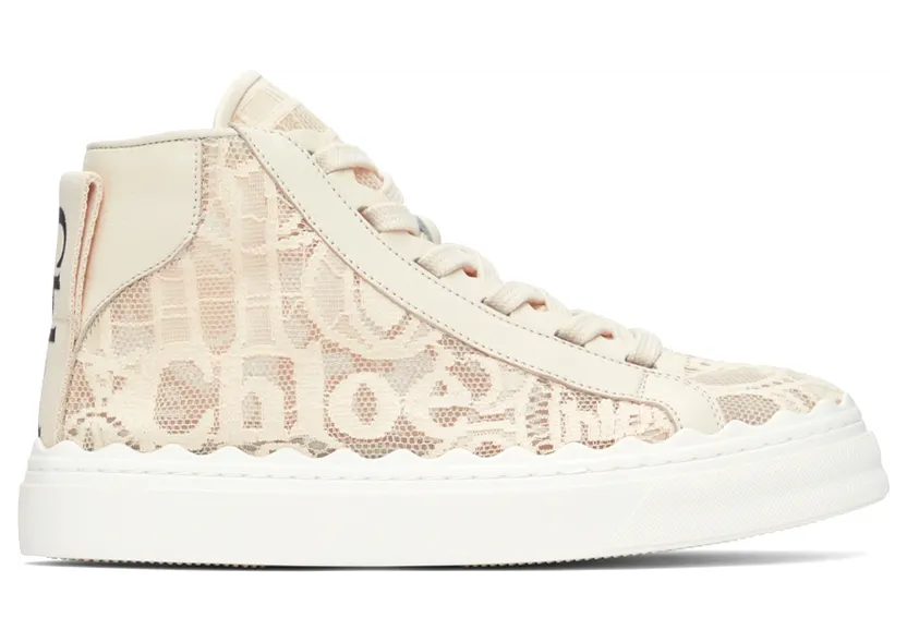 Chloé Off-White Lace Lauren High-Top Sneakers (CHC21S413D2)