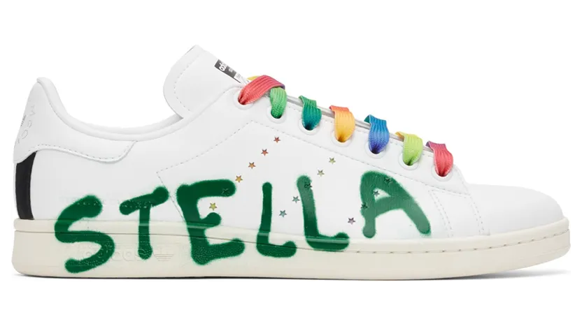Stella McCartney White & Green Ed Curtis Edition Stan Smith Low Sneakers (800447N0270)