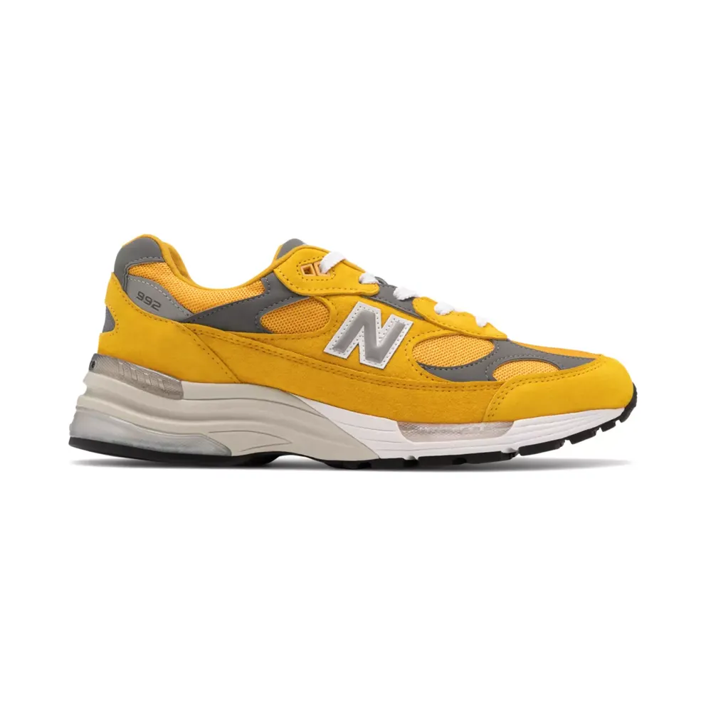 New Balance Yellow and Grey Made In US 992 Sneakers (M992BB)