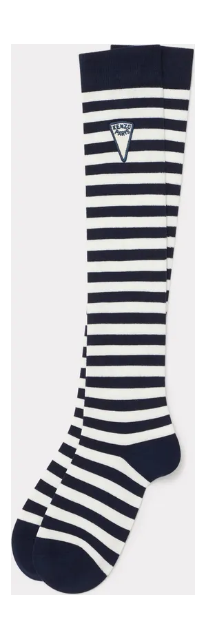 Kenzo Chaussettes Hautes à Rayures Homme Bleu Nuit – Taille 4245 (FD58SM321KSA)