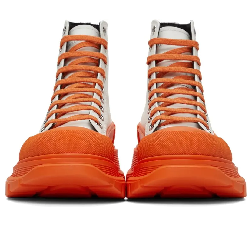 Alexander McQueen SSENSE Exclusive White & Orange Tread Slick High Sneakers (627206WHYK3) (2)