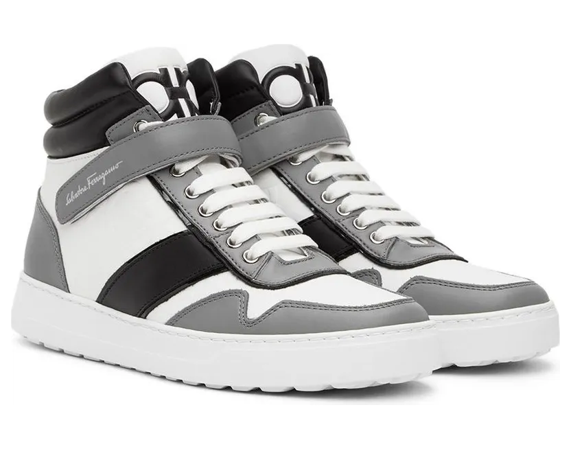 Salvatore Ferragamo White High-Top Noe Sneakers (753128 020465018) (4)